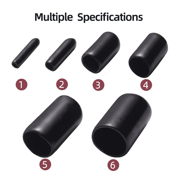 Aleric Rubber End Caps - 60pcs Flexible Screw Thread Protector Covers Rubber Bolt Covers Caps for Metal Tube Rod in 6 Sizes