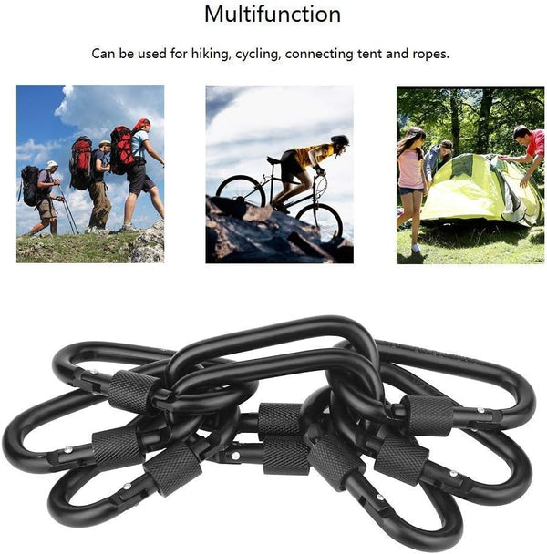 Locking Carabiner Clip, Vonpri 3 Inch D Ring Clips Spring Snap Key Chain Hook Screw Gate Aluminum Carabiners for Outdoor Travel Camping Fishing