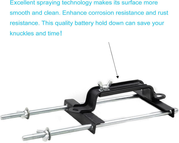 Premium Adjustable Battery Hold down for Tray, Universal Adjustable Battery Crossbar with J Bolt, Fit for SUV Car, Good Contact, Corrosion