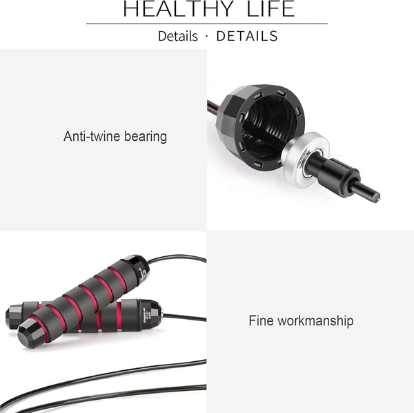 Skipping Rope with Ball Bearings Rapid Speed Adjustable Jump Rope Cable and 6Ã¢ÂÂ Memory Foam Handles Ideal for Aerobic Exercise like Speed