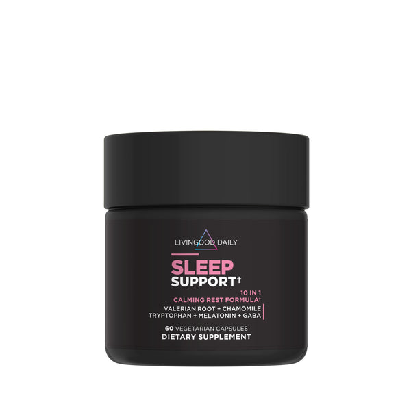 Livingood Daily Sleep Support, 5Mg Melatonin (60 Vegetarian Capsules) - Natural Sleep Aid for Adults - Sleeping Pills Supplement with Valerian