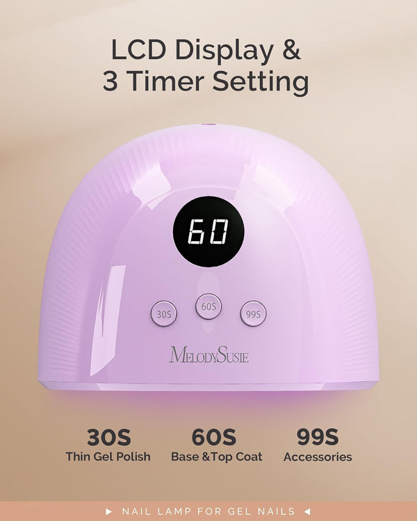 MelodySusie Compact Advanced UV LED Nail Lamp, P-Plus30F Nail Dryer with 3 Timers & Smart Sensor Cures All Gels, Especially Rhinestone Glue, Solid