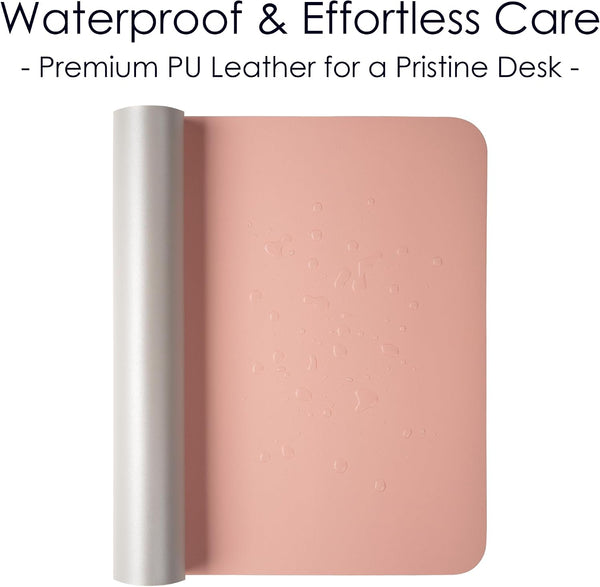 Double-Sided Leather Desk Pad, Non-Slip Mouse Mat (Pink/Silver) 35.4x17 in Pink/Silver 35.4" x 17"