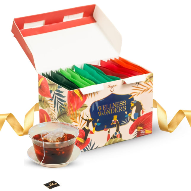 CHAYAM Assorted Tea Bags Variety Pack | 20 Pyramid Tea Bags - 5 Flavours X 4 Eac