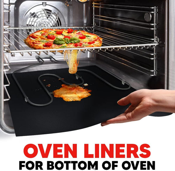 Oven Liners for Bottom of Oven - Thick Heavy Duty 17” x 25” 2 Pack Non-Stick Reusable Mats - BPA & PFOA Free Protector for Electric, Gas,