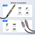 MOSWAG 1/4" to RCA Audio Cable, Quarter inch TRS to RCA Audio Cable 6.35mm Stereo Jack to Dual RCA Insert Cable Y Splitter Cable-3.3FT 3.3 ft Black