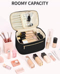Wandering Nature Large Makeup Bag, Travel Make up Organizer Cosmetic Brush Bags Case for Women in Fabric,Black,Patent Pending