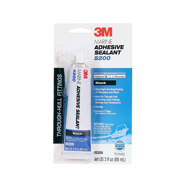 3M Marine Adhesive Sealant 5200 - Permanent Bonding and Sealing for Boats and Marine Applications - Black - 3 Ounces Black 3 fl oz
