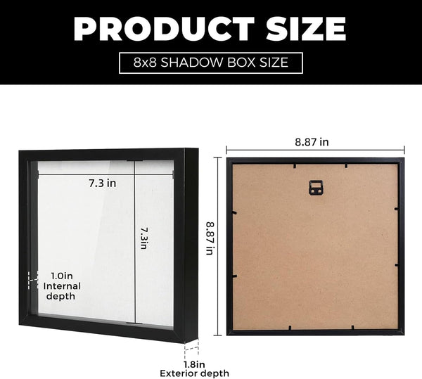 Muzilife Shadow Box Picture Frame with Linen Board Deep Wood Glass Display Case Ready to Hang Memory Box Baby Sports Memorabilia, Pins, Awards,