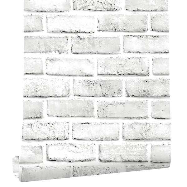 Cohoo Home Brick Wallpaper Peel and Stick Contact Paper 120inL 18inW Faux 3D Brick Contact Paper for Wall White Gray Self Adhesive Removable