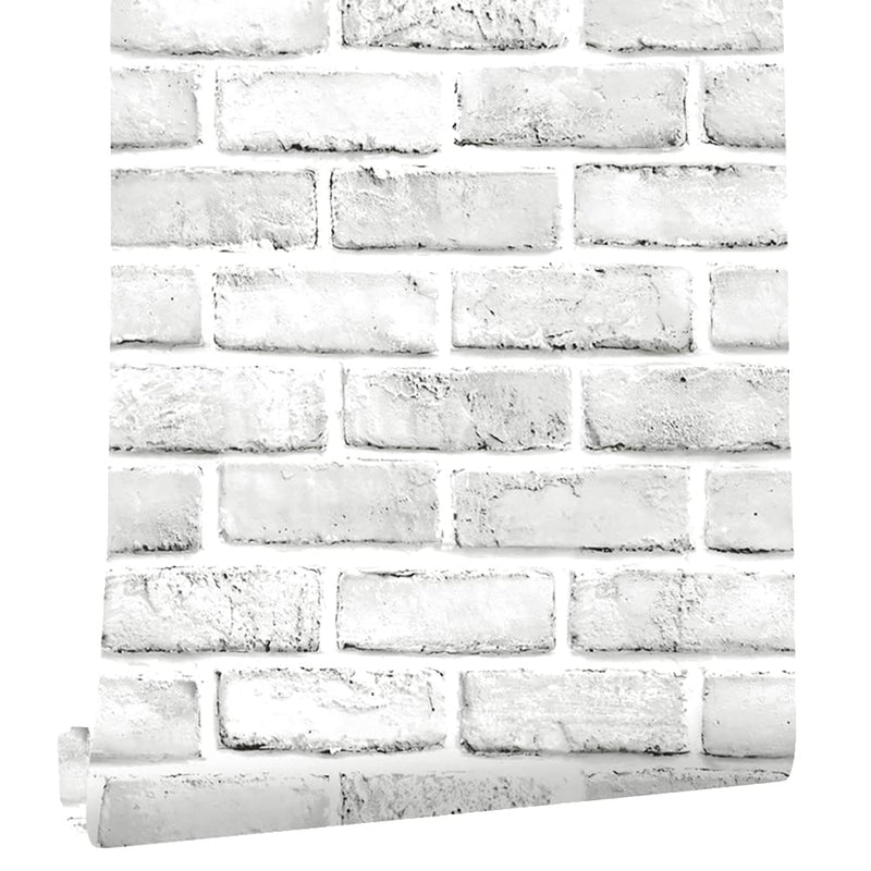 Cohoo Home Brick Wallpaper Peel and Stick Contact Paper 120inL 18inW Faux 3D Brick Contact Paper for Wall White Gray Self Adhesive Removable