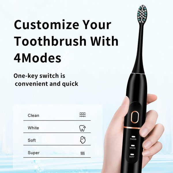 kingheroes Electric Toothbrush Set, Comes with 8 Brush Heads & Travel Case,4 Modes with 2 Minutes Built in Smart Timer, One Charge for 60 Days,