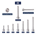 #8 x 1 Sheet Metal Screws 100PCS 410 Stainless Steel Hex Washer Head Fast Self Tapping Screws by SG TZH #8 x 1"