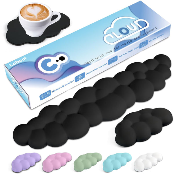 Cloud Wrist Rest for Computer Keyboard Arm Wrist Rest with Non-Slip Base Extended Wrist Rest Ergonomic Memory Foam for Keyboard and Mouse Typing