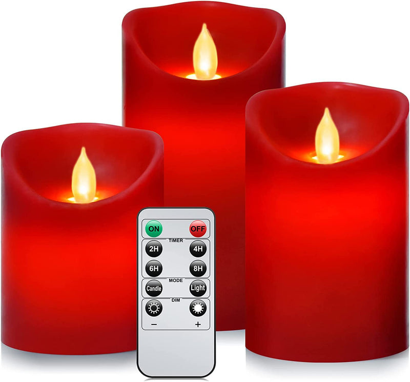 Flameless Battery Operated LED Candles, Remote Control Electric Realistic Candles Flickering Real Wax 4/5/6 Inch 3PACK with 2/4/6/8 Hour Timer for