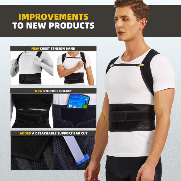 Upgraded Back Brace Posture Corrector for Men and Women - Relief for Neck, Back,And Shoulder Pain - Full Adjustable and Breathable Posture Back