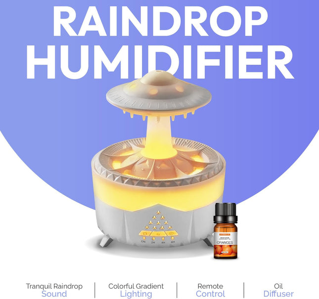 UFO Raindrop Humidifier Oil Diffuser - White - House Scent Essential Oil Desk Hu