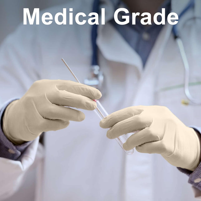 Fifthpulse Medical Examination Latex Gloves - Extra Thick 4.5 Mil, Natural Color
