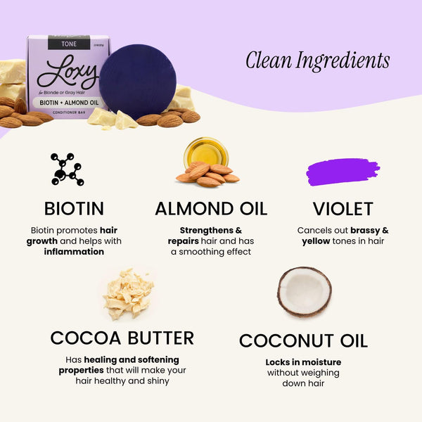 Naturel Purple Toning Conditioner Bar, Blonde or Grey Hair Toning Conditioner Bar with Biotin and Almond Oil, Vegan, Zero Waste, Cruelty Free,