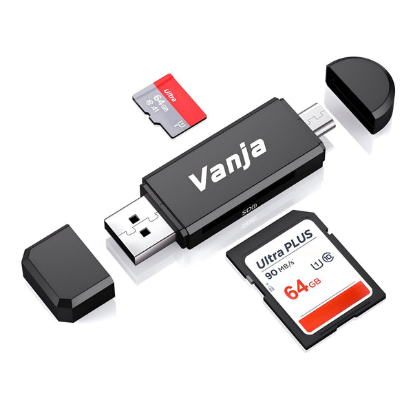 Vanja SD Card Reader USB Camera SD Card Adapter for Micro SD SDXC SDHC MMC UHS-I Cards, Memory Card Reader Support Android/PC/Laptop, Plug & Play