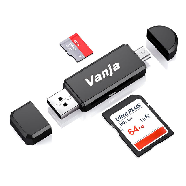 Vanja SD Card Reader, Micro USB to Micro SD Card Reader Adapter, Memory Card Reader for Android/Pc/Laptop/Camera, Suppor