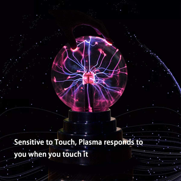 Plasma Ball/Light/Lamp, Static Electricity Globe Electric Lightning Ball, Touch Sensitive, USB Powered, Amazing Gift for Parties, Birthday and