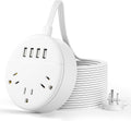 White Extension Cord 25 FT, Ultra Thin Flat Plug Power Strip with 4 USB Ports 3 Outlets, Wall Mountable, Non Surge Protector for Cruise Ship, Home