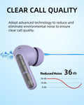 Purple Wireless Earbuds P1 PRO, Earphones Wireless Bluetooth Headphones with Clear Call Mics Ear Buds, Comfortable Fit, IPX7 Waterproof Long