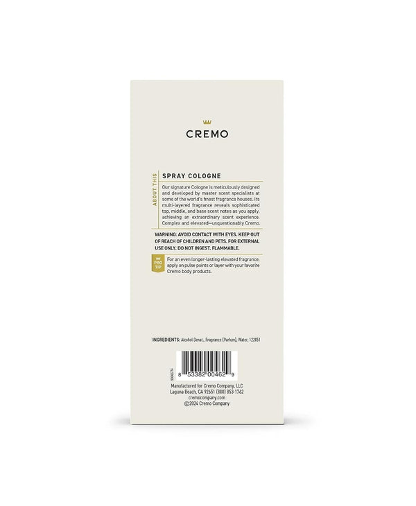 Cremo Cologne For Men - Bourbon & Oak Mens Cologne Spray, A Sophisticated Blend of Distiller’s Spice, Fine Bourbon and White Oak, Multi-Layered