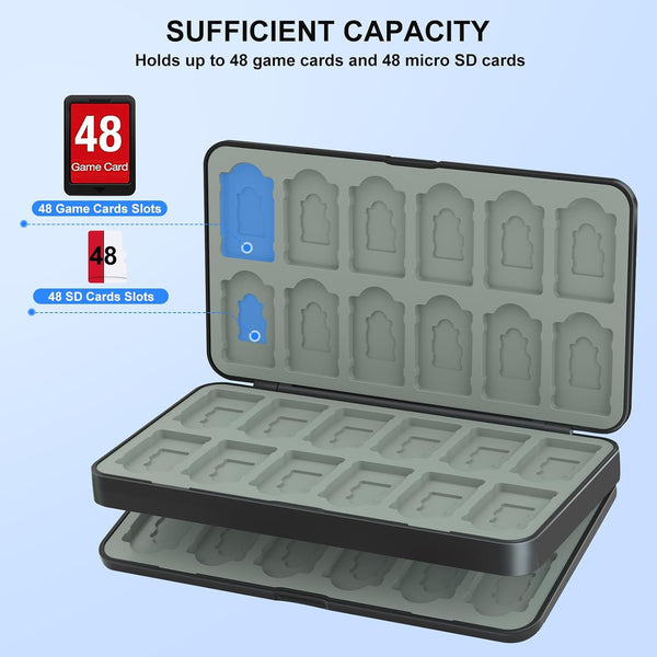 rapell 48 Game Card Case Compatible for Nintendo Switch 2/Switch/Switch lite, 48 Game Holder Cartridge Compatible for Switch Game Cards , Compact