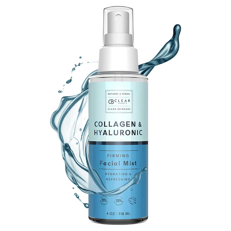 Clear Beauty Hyaluronic Acid & Collagen Face Mist - Dermatologist Tested, Moisturizes & Tones Skin, Anti-Aging, Natural Ingredients, Cruelty-Free,