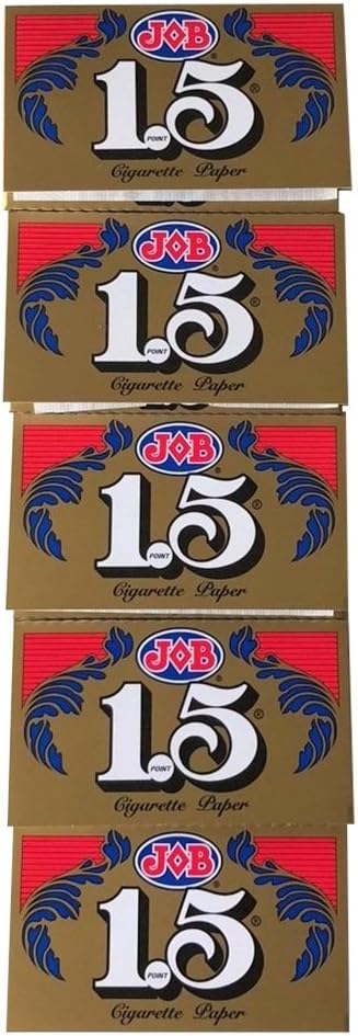 1.5 JOB Rolling Papers, 5 Pack Bundle, 120 Paper Leaves Total