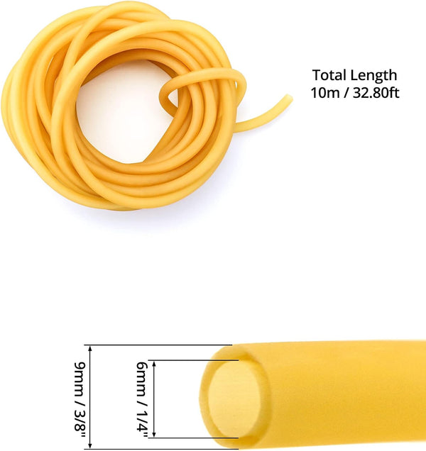 QWORK 33FT 3/8" OD 1/4" ID Natural Latex Rubber Tubing Surgical Tube for Home, Hospital, Laboratory