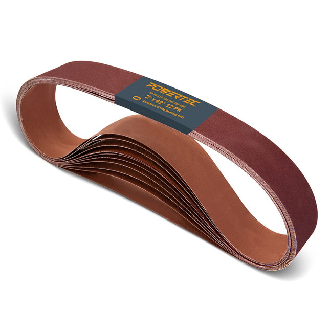 POWERTEC 42420-1 2 X 42 Inch Sanding Belts, 2 Each of 60/80/120/180/240/400 Grit