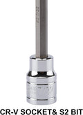 Mayouko 3/8" Drive Extra Long Allen Hex Bit Socket Set, S2&CR-V, Metreic&SAE, 18 Pieces, 1/8" - 3/8", 3-10 mm Hex(SAE&Metric)