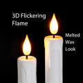 Homemory 3 Pcs Flameless Taper Candles with Remote Timer Dimmer, 9.6" White Flickering Candlesticks Battery Operated, Realistic Plastic LED