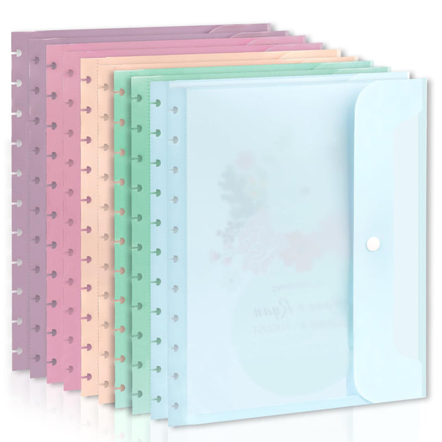10 Pack Discbound Pocket 8.5 * 11.1 Inch Letter Size Pocket Dividers Discbound Notebook Planner Plastic Envelopes Planner Pocket Inserts for
