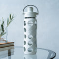 Lifefactory 22-Ounce Active Flip Cap Glass Water Bottle, 22Oz, Cool Grey
