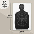 Juvale Shooting Targets Paper Silhouette Style - 17 x 25 in, Black & White, 50 Count - Paper Targets for Shooting Range & Airsoft, BB & Pellet Gun