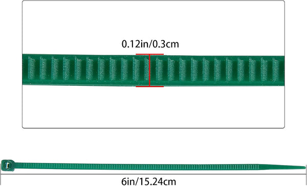 ZZRanYe 6 inch 3mm Dark Green Nylon Garden Cable Zip Ties Self Locking Cable Ties Twist Ties, Multi-Purpose Cable Tie (100 Pcs)
