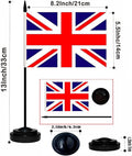 12 Pcs United Kingdom Desk Flags Set, British Small Mini Table Office Mini Desktop Flag With Black Flagpole and Black Base For Home Office