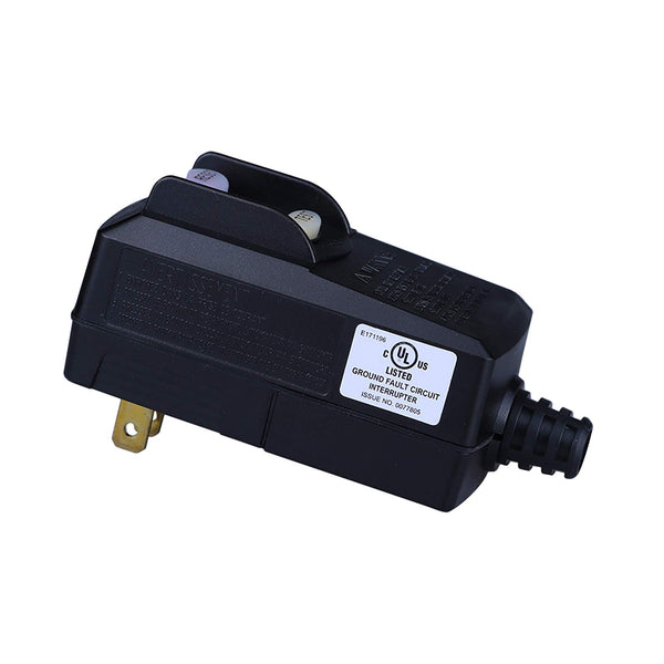GFCI Replacement Plug Assembly 2 Prong Wires 15 Amp Waterproof Electrical Cord End Male GFI Circuit Breaker for Pool Pump Power Pressure Washer