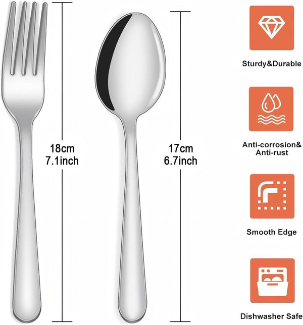 Unokit 24-Piece Spoons and Forks Set Silverware Set - Forks and Spoons Food Grade Stainless Steel Silverware for Home, Kitchen and Restaurant,