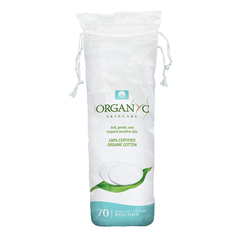 Organyc 100% Organic Cotton Rounds - Biodegradable Cotton, Chemical Free, for Sensitive Skin (70 Count) - Daily Cosmetics. Beauty and Personal Care
