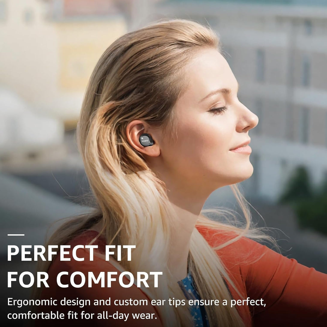 TOZO Hybrid Active Noise Cancelling Wireless Earbuds, 6 Mics ENC Clear Call, IPX8 Waterproof, in Ear Bluetooth 5.3 Headphones Stereo Bass Ear Buds 59H Playtime with LED Display 32 Eqs via APP