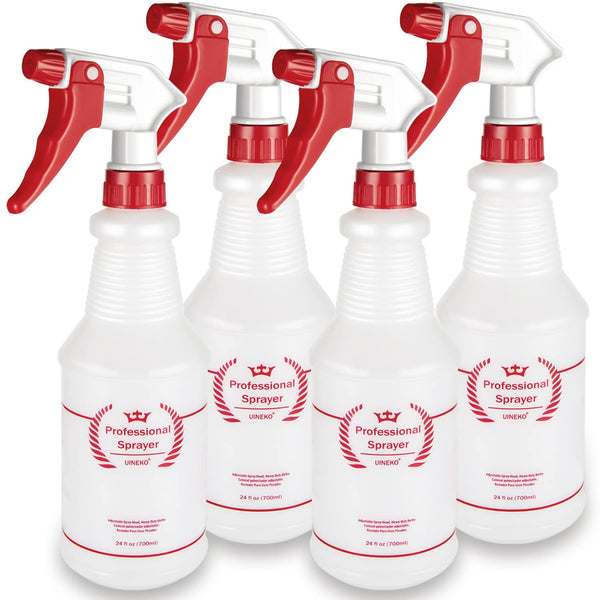 Plastic Spray Bottle (4 Pack, 24 Oz, All-Purpose) Heavy Duty Spraying Bottles Leak Proof Mist Empty Water Bottle for Cleaning Solution Planting