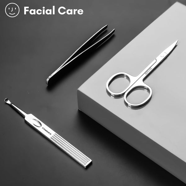 FAMILIFE Manicure Set, 11 in 1 Professional Manicure Kit Nail Clippers Set, Stainless Steel Pedicure Tools Toe Nail Kit, Men Grooming Tool with