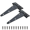 TamBee Barn Door Hinges Heavy Duty T Strap Shed Door Hinges - Black, Iron, Rustproof for Wood Shed Door, Barn Door, Cabinet Door and Fences Yard