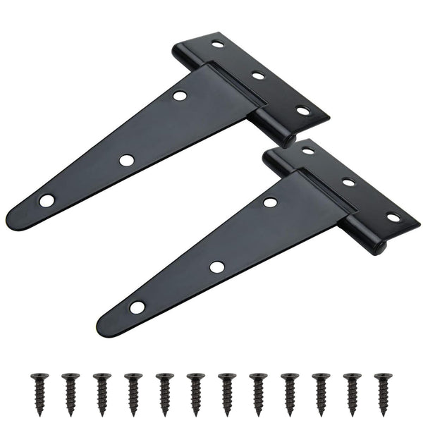 TamBee Barn Door Hinges Heavy Duty T Strap Shed Door Hinges - Black, Iron, Rustproof for Wood Shed Door, Barn Door, Cabinet Door and Fences Yard
