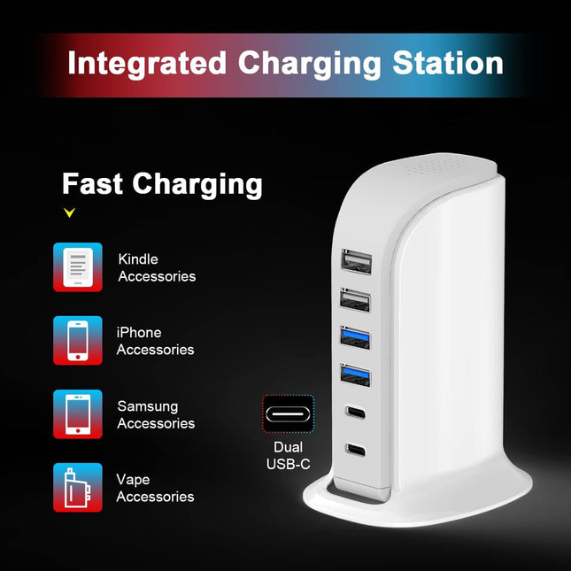 USB Charger Upoy, Charging Station for Multiple Devices 45W, Fast Charging Blocks with Dual Type C Ports, USB Charging H